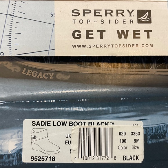 Sperry Top Sider Sadie Low Waterproof Black Rubber Boot Size 9M - Picture 9 of 10